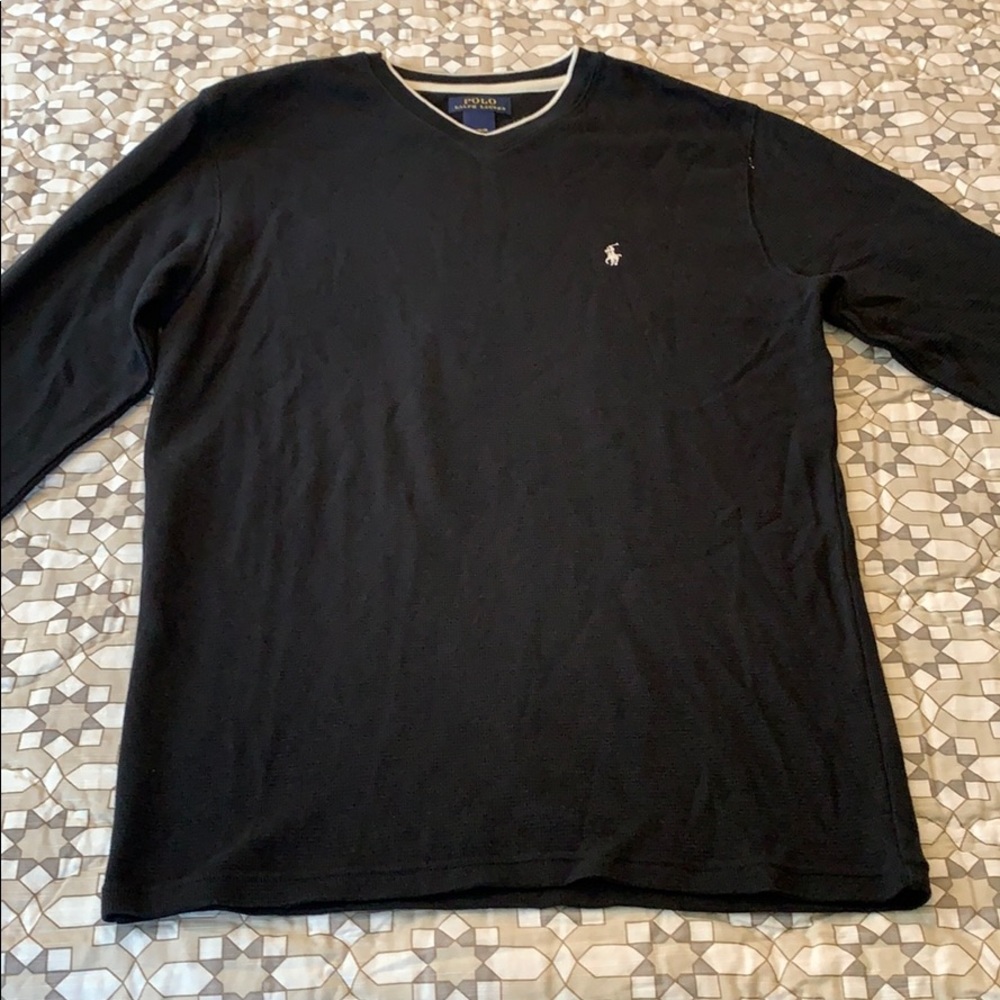 Polo by Ralph Lauren v neck waffle long sleeve T